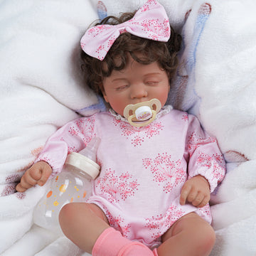 Babeside 17'' Adorable Reborn Baby Doll African American Sleeping Girl Nate