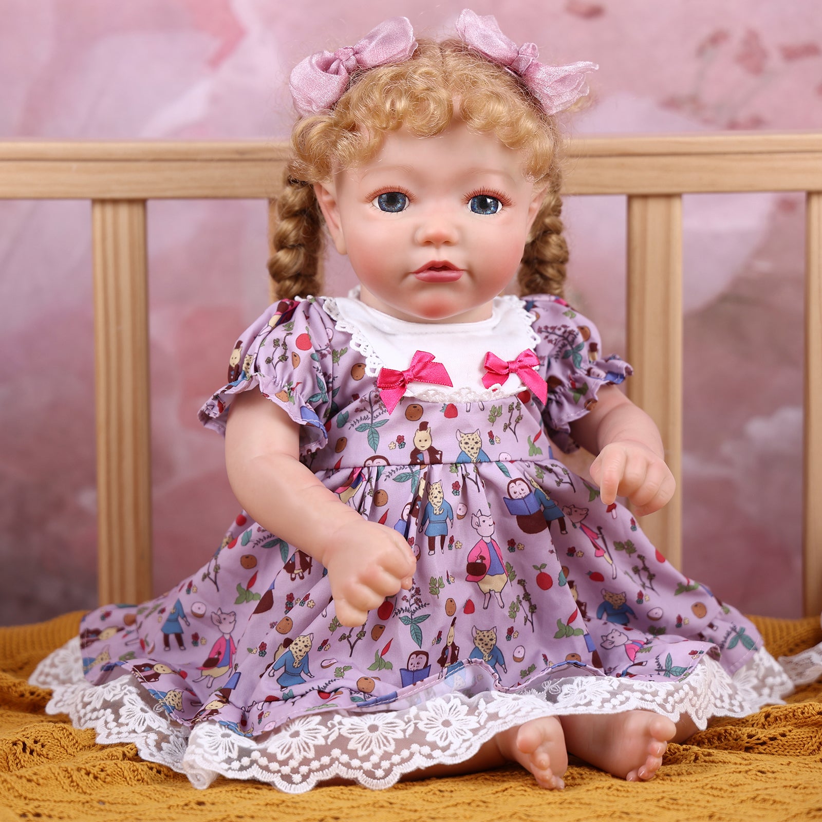 Babeside 20'' Reborn Toddler Doll Cutest Purple Pattern Girl Shayla