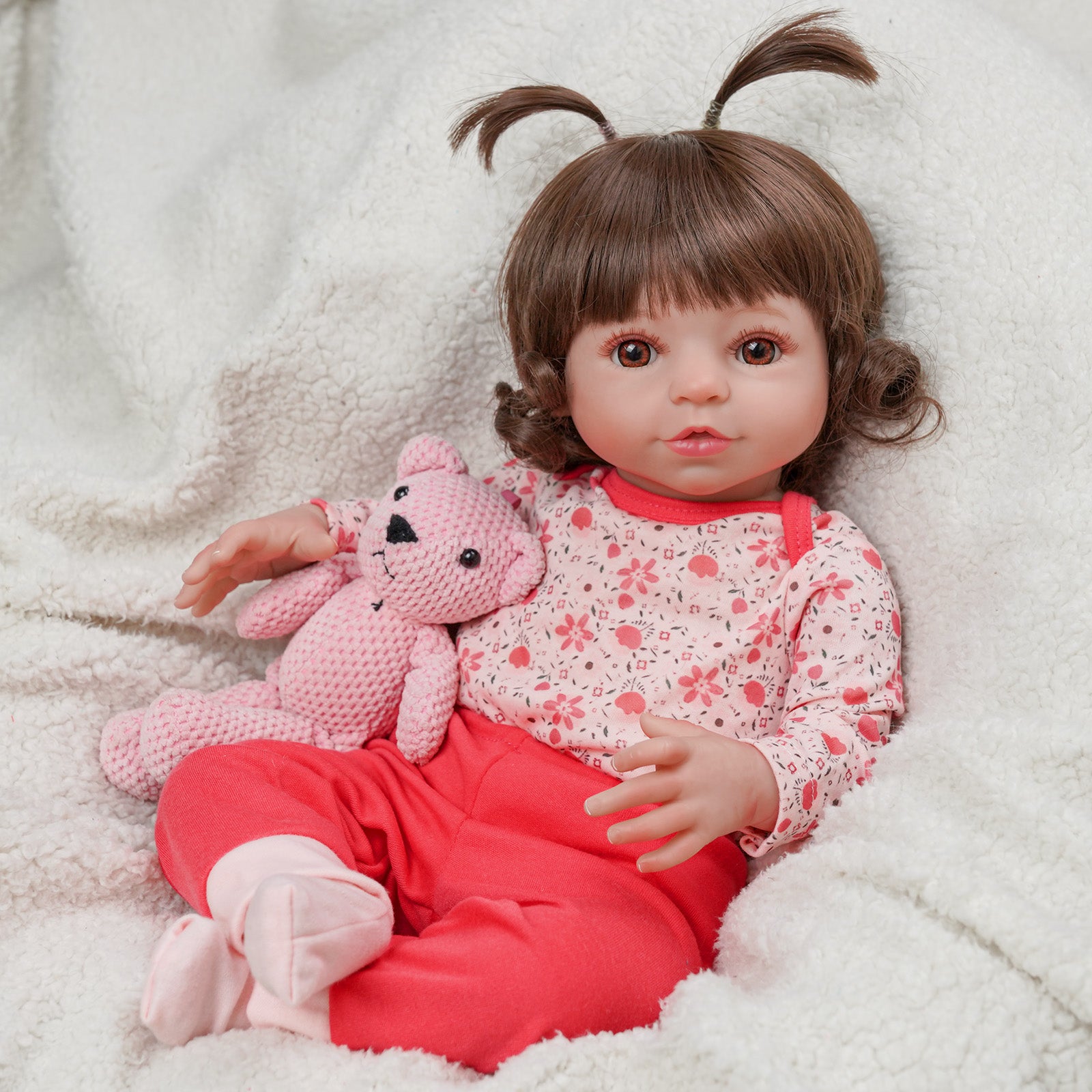 Babeside 20'' Cutest Realistic Reborn Baby Doll Brown Hair Girl Elise