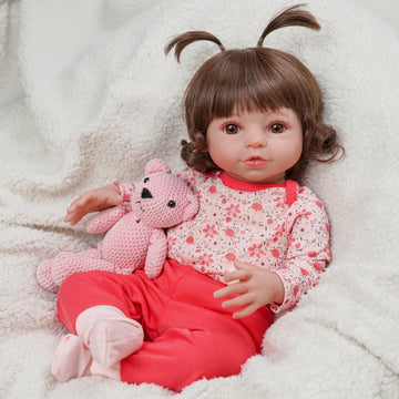 Babeside 20'' Cutest Realistic Reborn Baby Doll Brown Hair Girl Elise