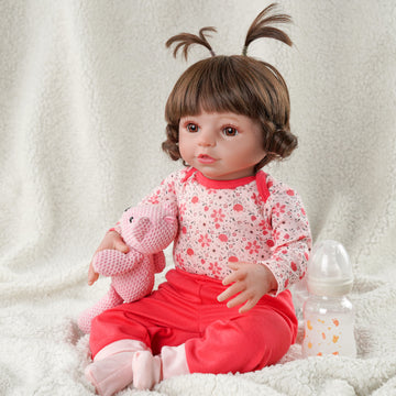 Babeside 20'' Cutest Realistic Reborn Baby Doll Brown Hair Girl Elise