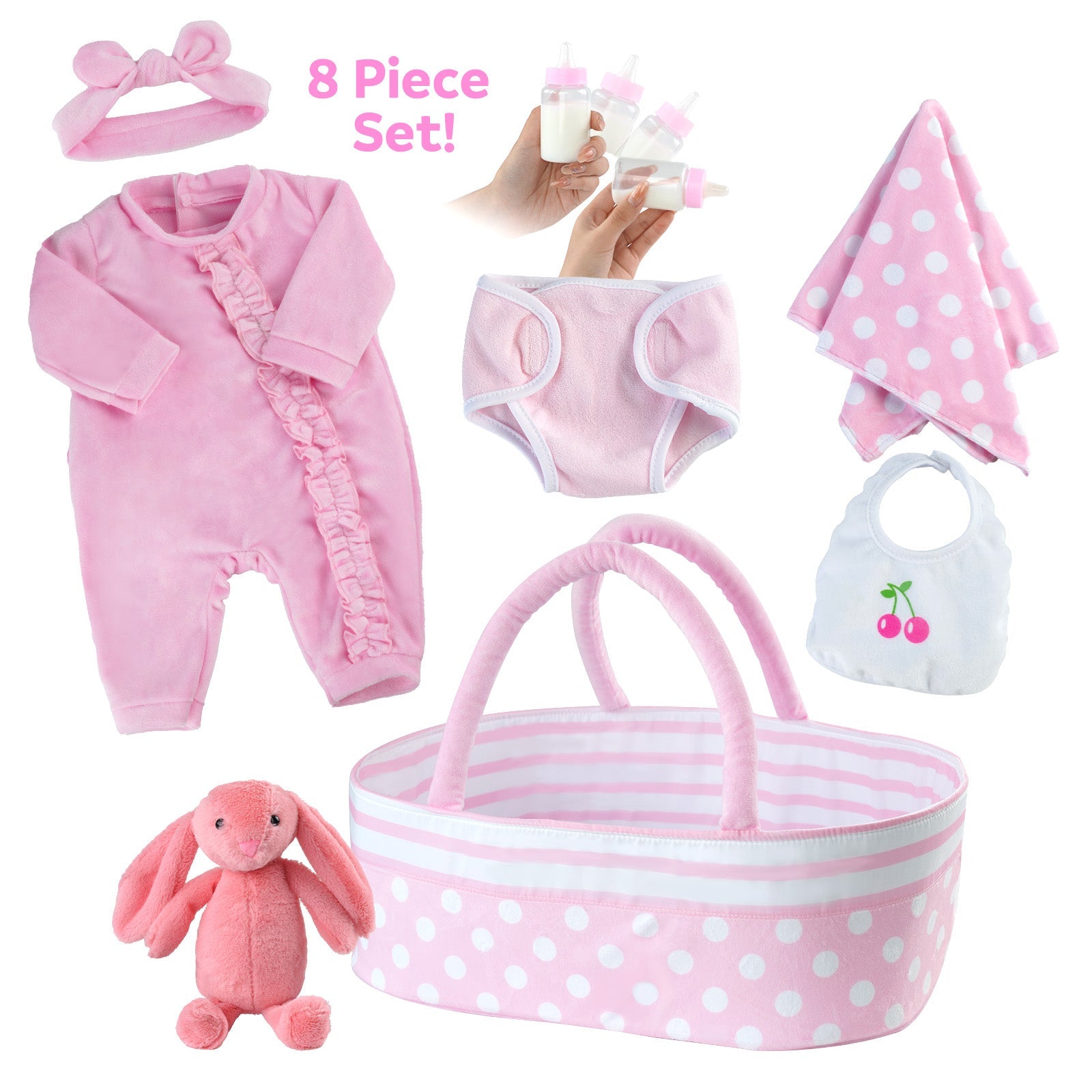 [Suitable for 17-22'' Girl] Babeside Adoption Reborn Baby Essentials-8pcs Gift Set upsell