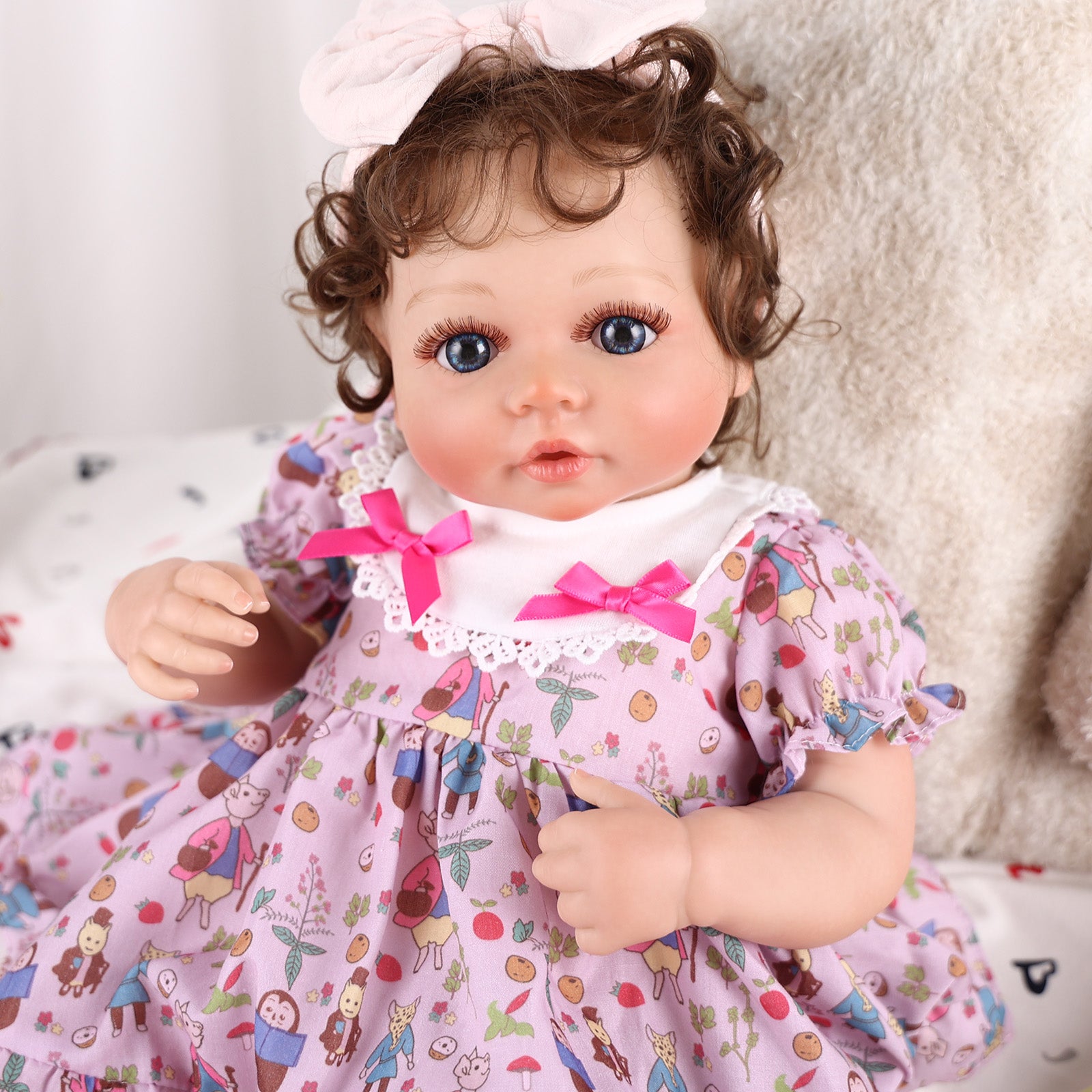 Babeside 20'' Adorable Reborn Baby Doll Blue Eyes Charming Girl Lara - Floral Dress