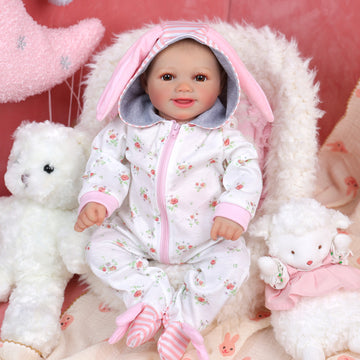 Babeside Sunny 17'' Reborn Baby Doll Brown Eyes Awake Smiling Girl