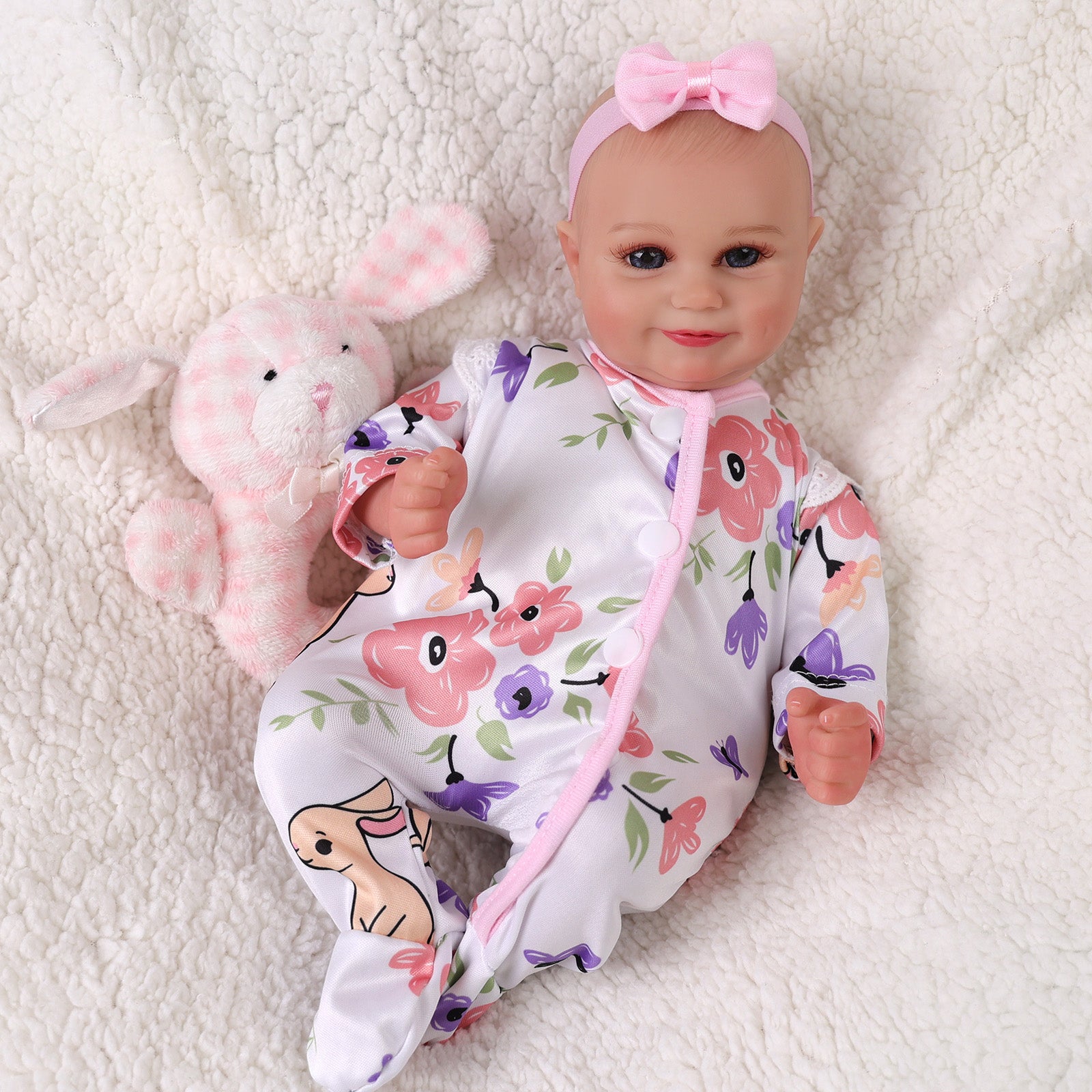 Babeside Maddy 15" Reborn Baby Doll Lifelike Girl Sleeping Infant Sweet Beautiful Flowers