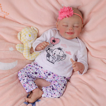 Babeside Jules 17'' Reborn Baby Doll Lifelike Sleeping Girl Lovely Elephant Flowers