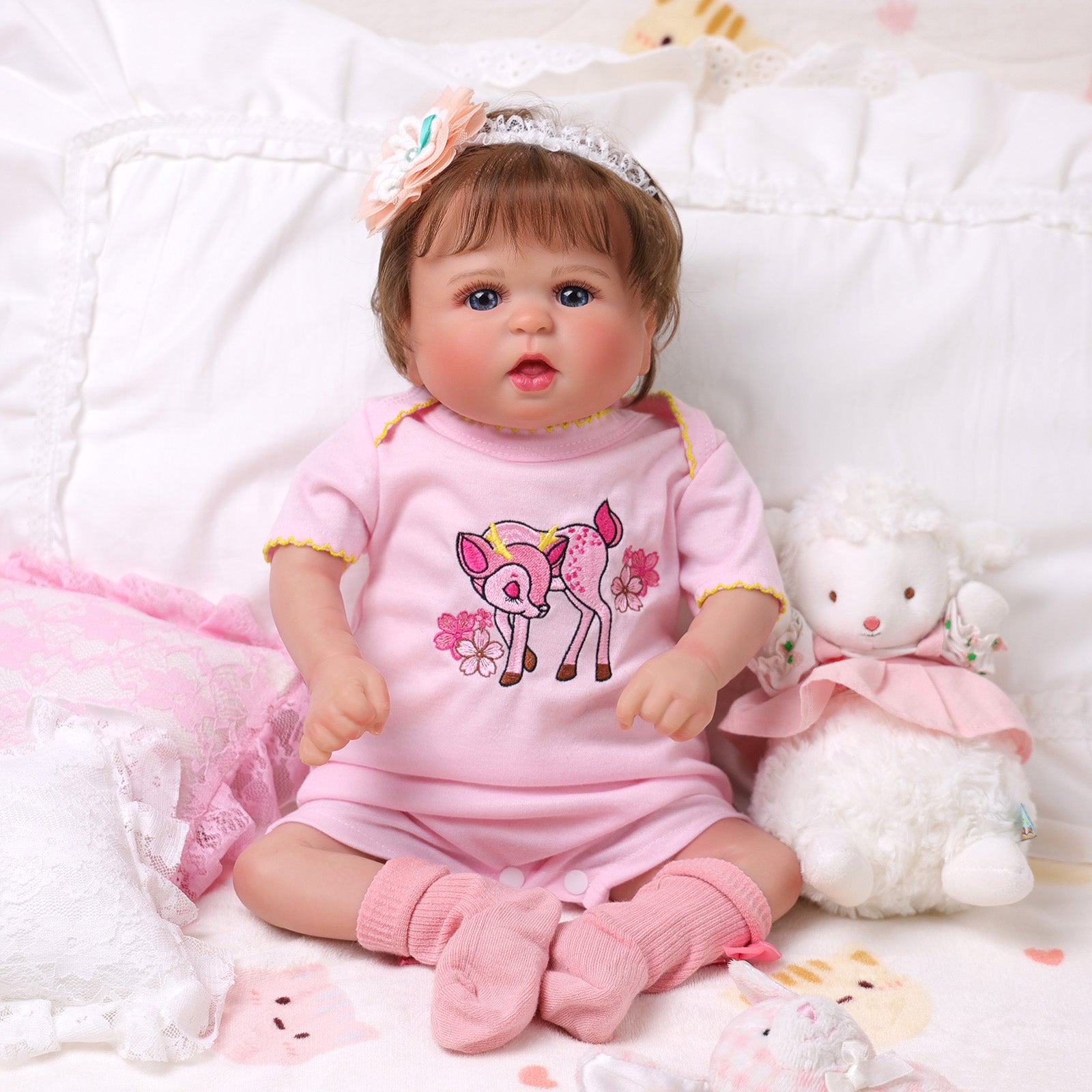 Babeside Bailyn 20'' Realistic Reborn Baby Doll Blue Eyes Awake Girl Pink Fawn