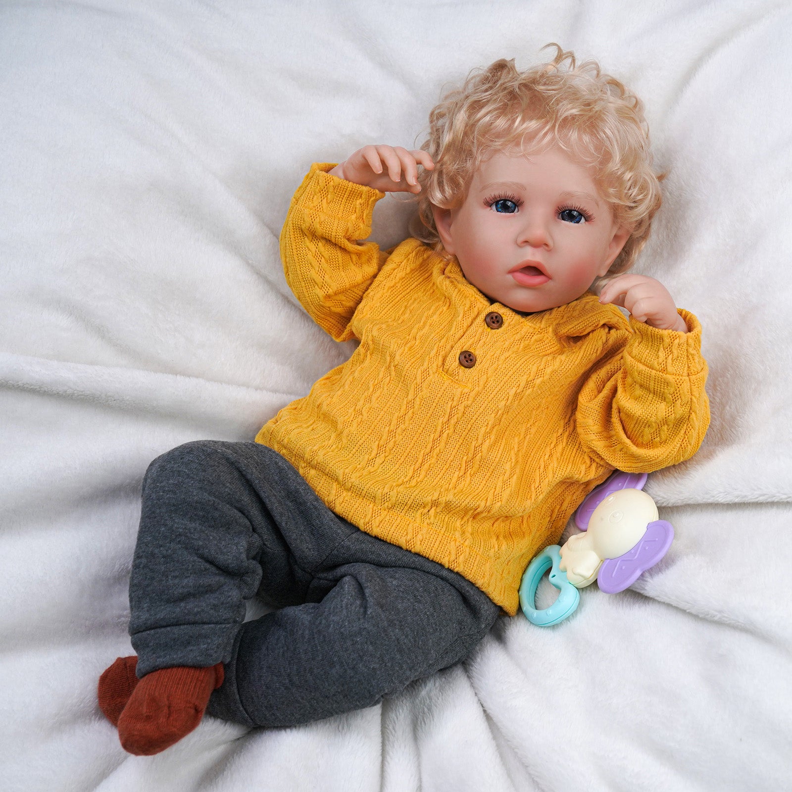 Babeside Daimon 20" Realistic Reborn Baby Dolls Lovely Awake Boy Mango Yellow With Heartbeat Coos And Breath