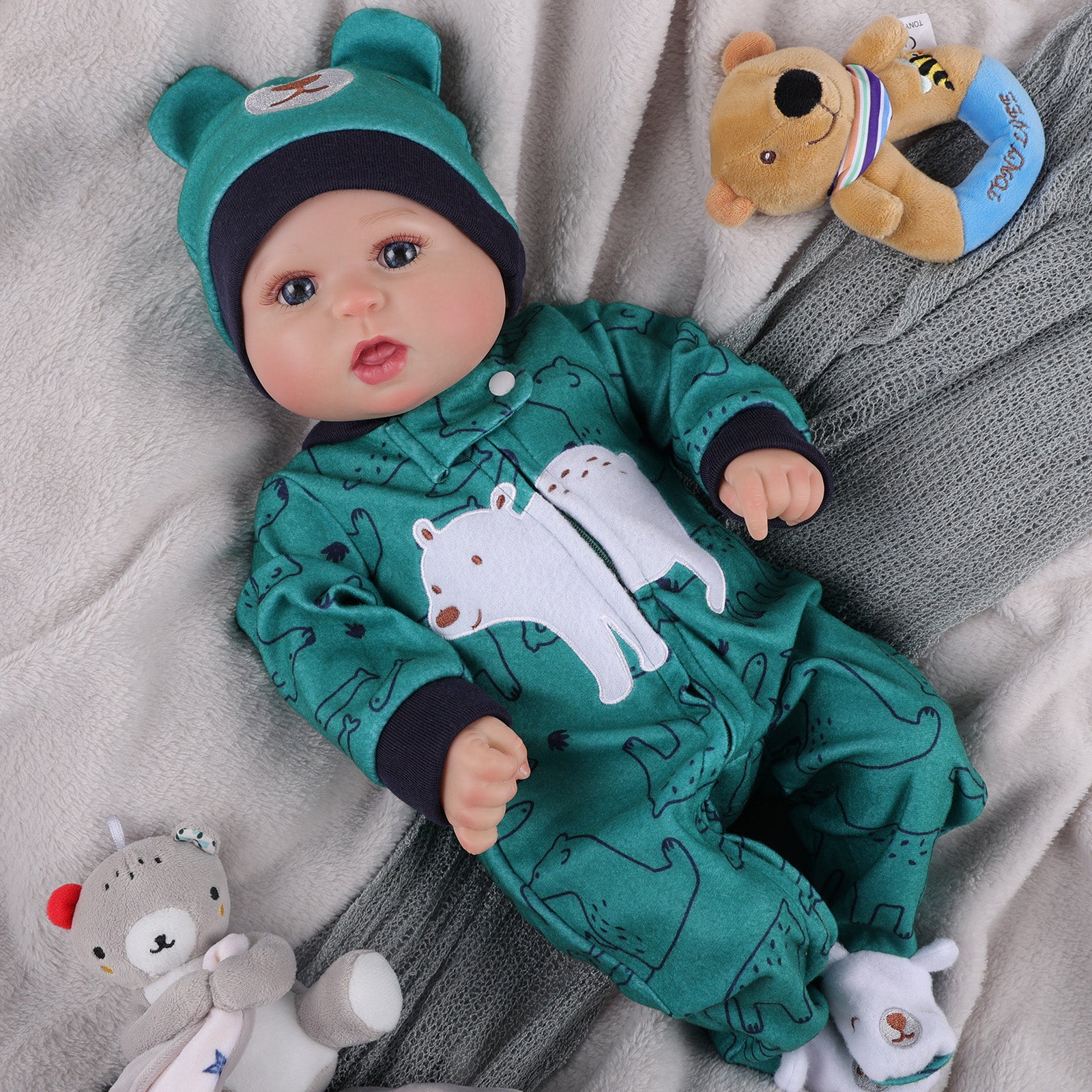 Babeside 20'' Bailyn Cutest Realistic Reborn Baby Doll Green Jumpsiut Boy