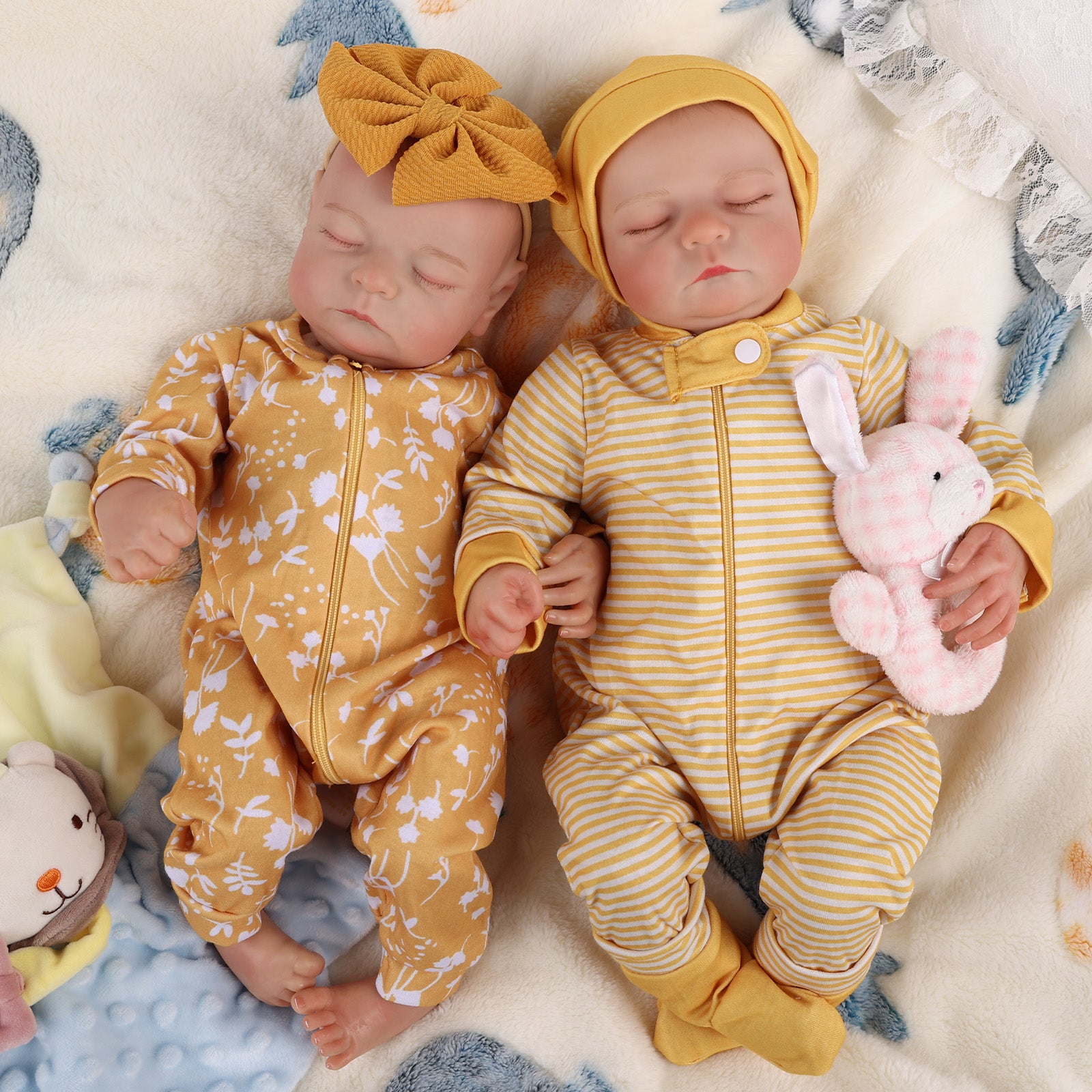 Babeside Noah 20" Realistic Reborn Baby Girls Dolls Infant Sleeping Twins