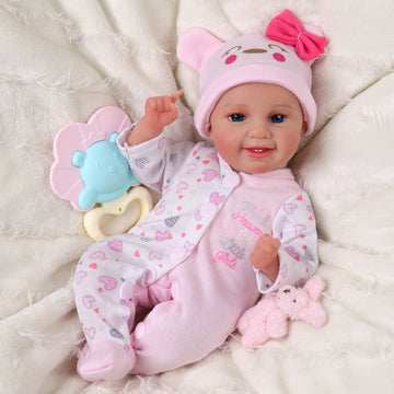 Babeside Leen 12" Reborn Baby Dolls Girl Sweet Smile Handmade lifelike Awake Lovely Hearts