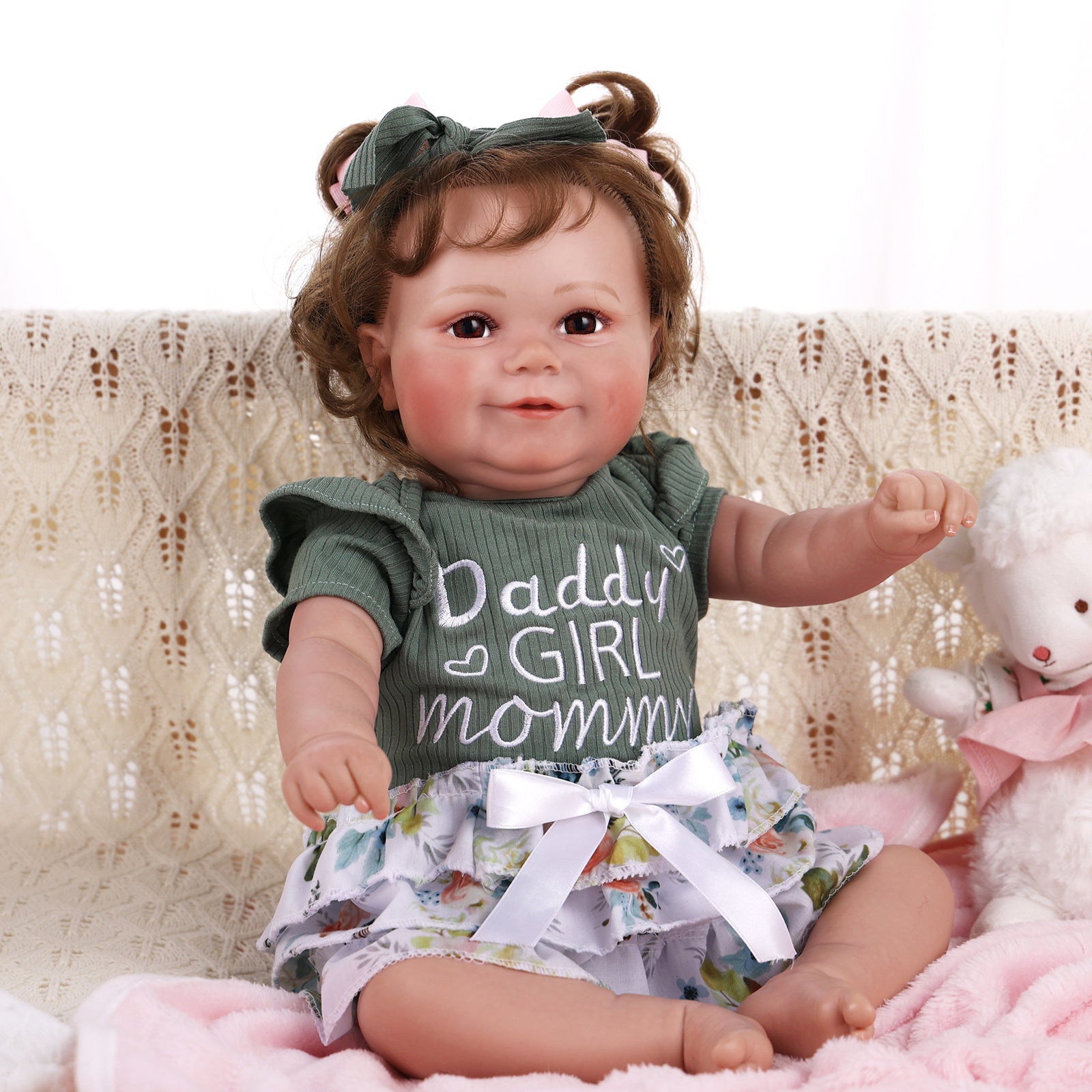 Babeside Maddy 20 Inch Lifelike Reborn Baby Dolls Green Flower Dress Girl