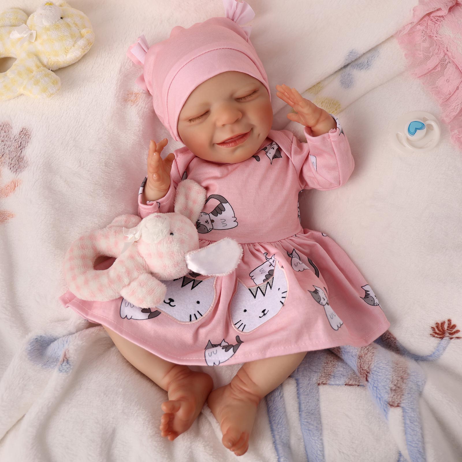 Babeside 20" Reborn Baby Doll Sleeping Infant Pink Girl Angel with Heartbeat Coos and Breath