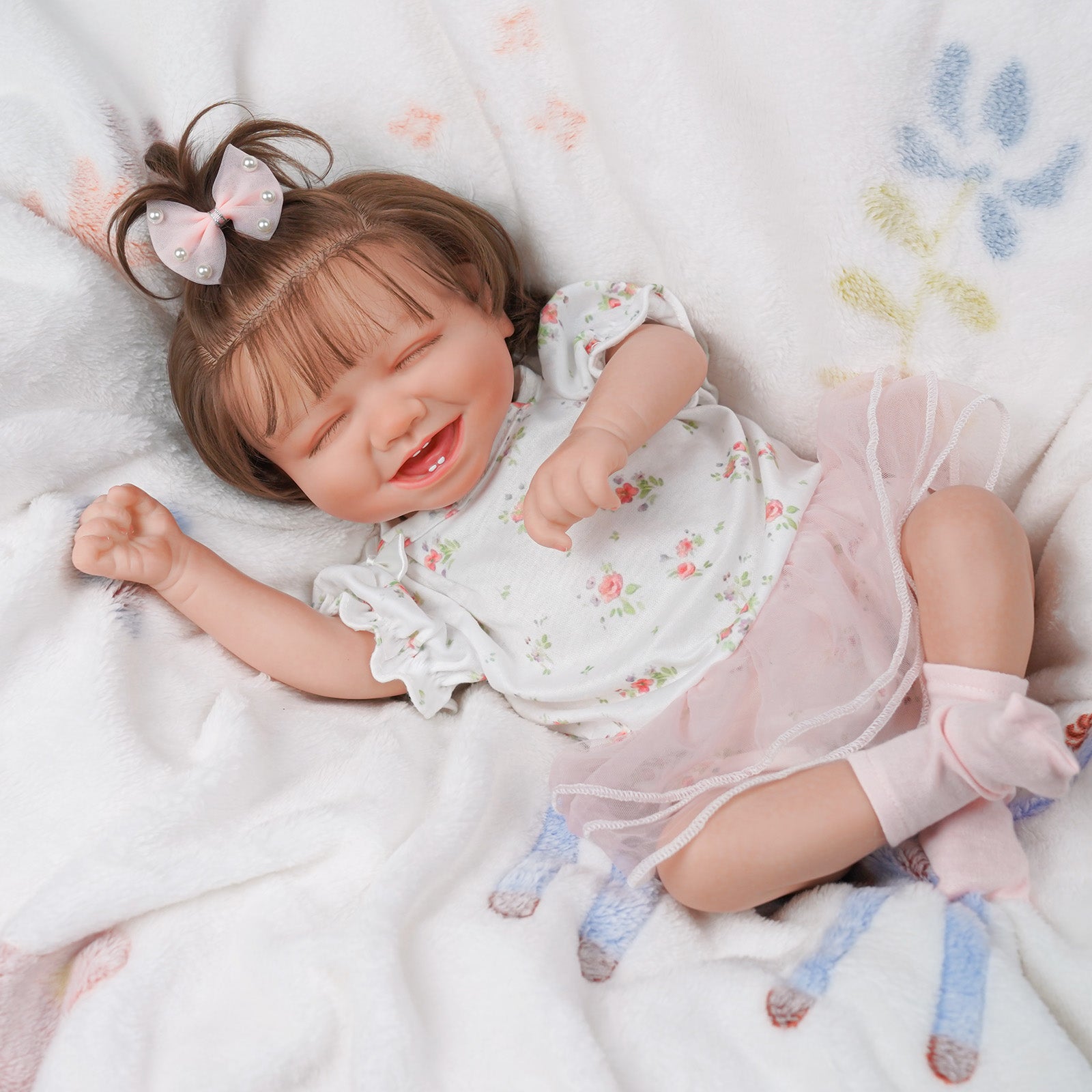 Babeside 20 Inch Lifelike Reborn Baby Dolls Girl Debby Real Baby Smiling Realistic