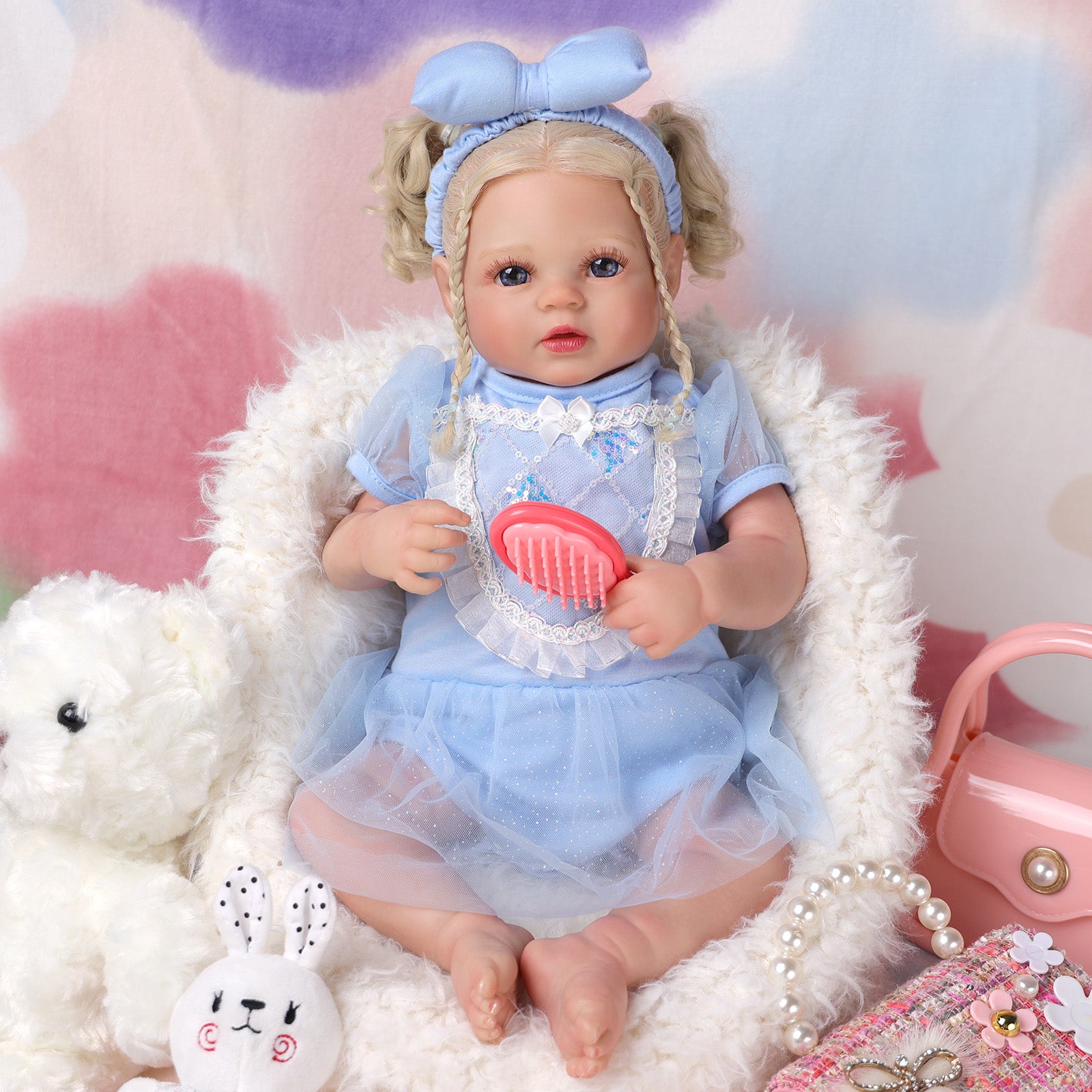 Babeside 20'' Realistic Reborn Baby Doll Blue Eyes Adorable Princess Yilia - Blue Style