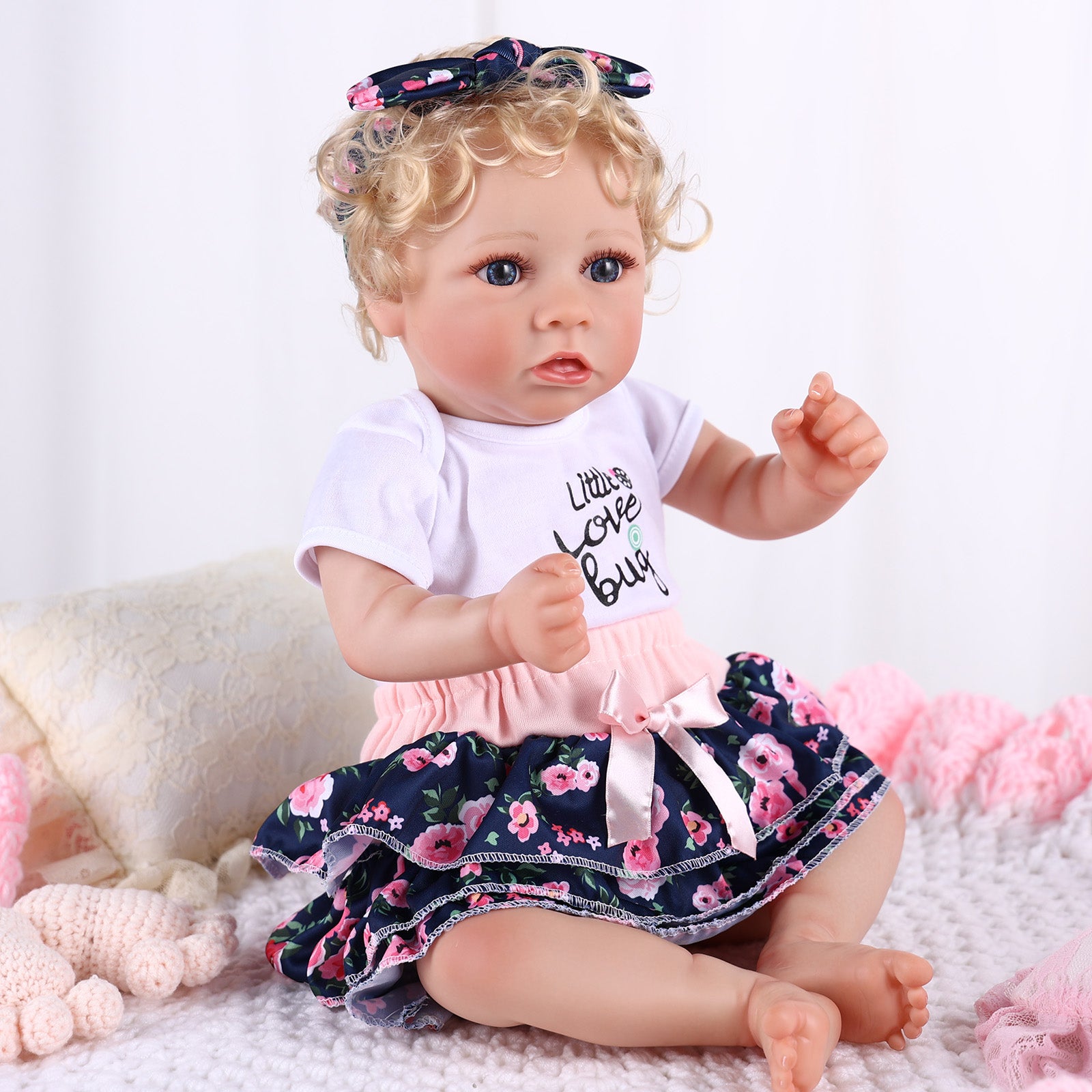 Babeside 20" Reborn Baby Doll Blonde Curly Hair Girl Saria