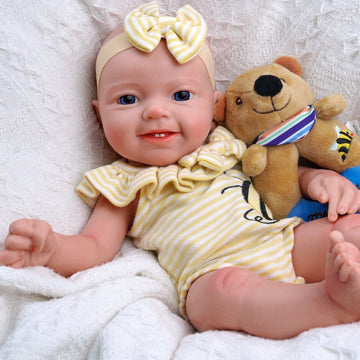 Babeside Leen 16'' Full Silicone Reborn Baby Doll Blue Eyes Adorable Girl