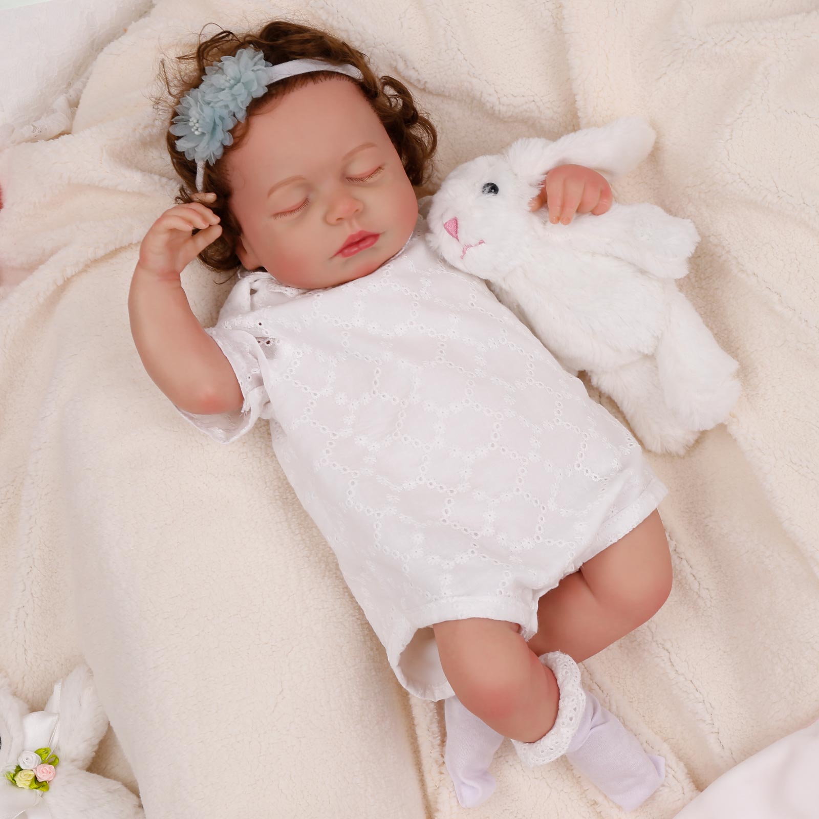 Babeside Lucy Lifelike Reborn Baby Dolls - 20 inch Baby Girl with Heartbeat Coos and Breath