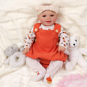 Babeside Sunny 17'' Reborn Baby Doll Brown Eyes Awake Smiling Girl Adorable - Orange Style