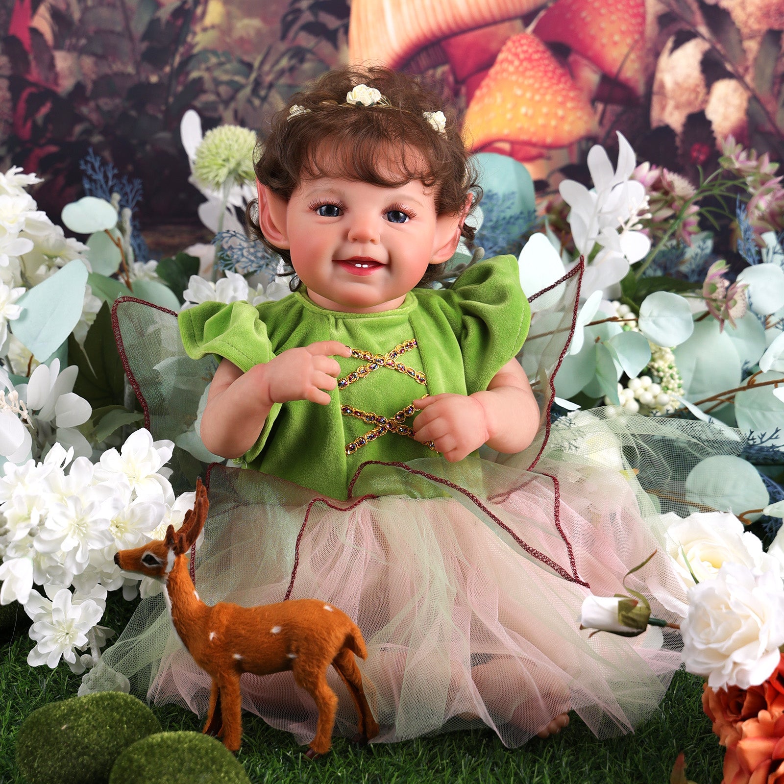 Babeside Leen 20" Reborn Baby Dolls Girl Sweet Smile Handmade Lifelike Awake Lovely Forest Fairy Green (Pre-Order, Ship Date: About March 10)