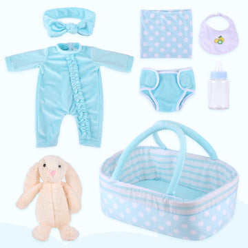 [Suitable for 17-22'' Dolls] Babeside Reborn Baby Essentials-8pcs Set Blue-green