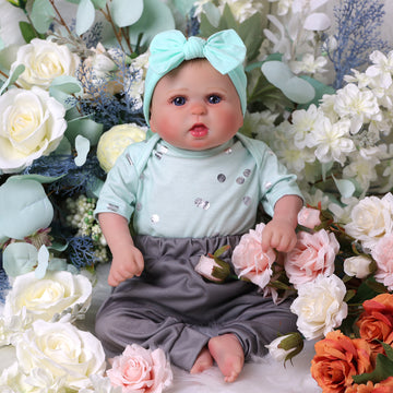 Babeside Bailyn 20'' Cutest Realistic Reborn Baby Girl Lifelike Doll with Mint Green Polka Dot Set