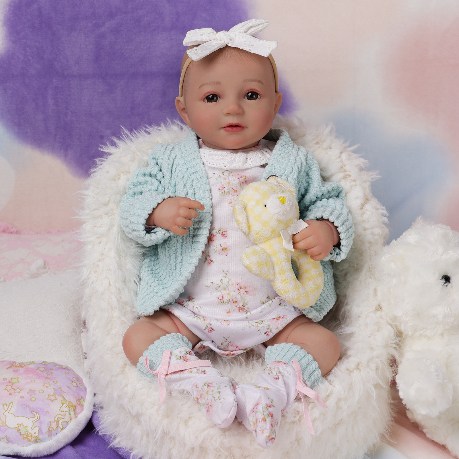 Babeside Leon 20" Reborn Baby Doll Infant Baby Girl Awake Lovely Flowers