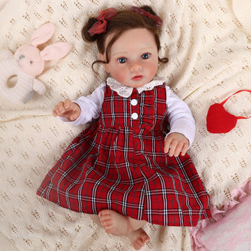 Babeside Daisy 20'' Awake Reborn Baby Doll Girl The Idyllic Princess Claret Plaid Dress