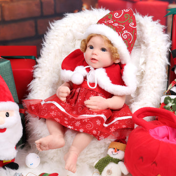 Babeside Stella 16'' Christmas Full Silicone Reborn Baby Doll Blue Eyes Girl