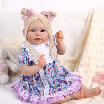 Babeside Stella 20'' Awake Realistic Purple Court Style Blue Eyes Baby Girl