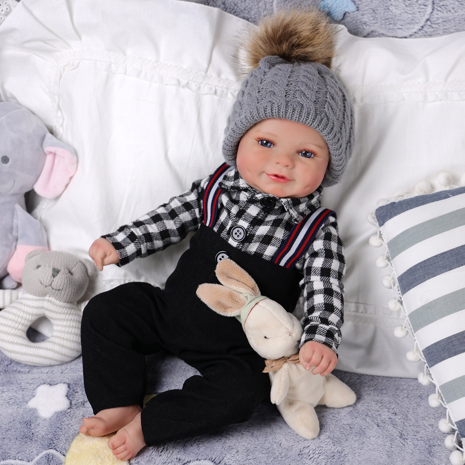 Babeside Hedda 20" Realistic Reborn Baby Doll Lovely Girl Blue Eyes Awake Black