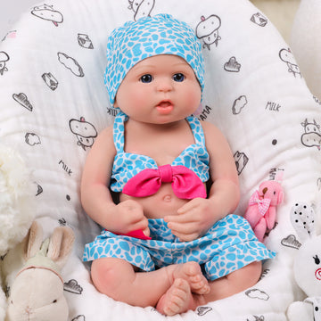 Babeside Bailyn 16'' Full Silicone Adorable Reborn Baby Doll Blue Eyes Infant Girl - Summer Style