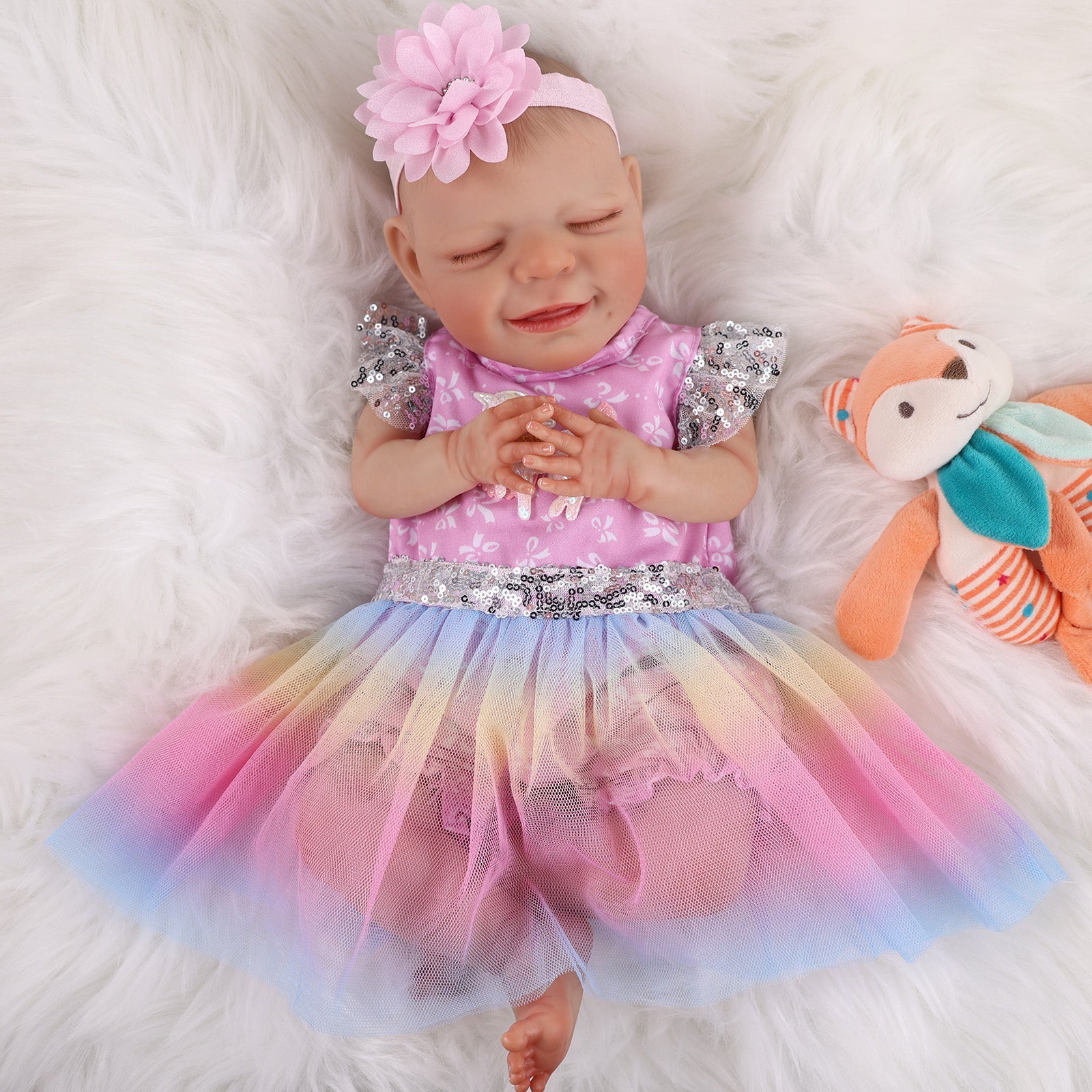 Babeside Reborn Baby Doll 20" Sleeping Infant Unicorn Dress Girl Angel with Heartbeat Coos and Breath