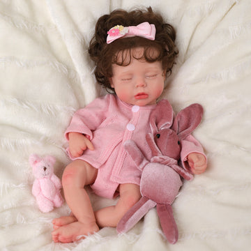 Babeside Lucy 12'' Full Silicone Realistic Reborn Baby Doll Sleeping Sweet Girl Pink