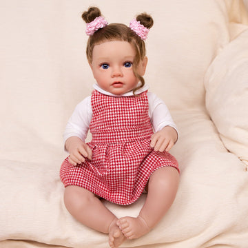 Babeside Daisy 20'' Awake Reborn Baby Doll Girl Red Check Skirt