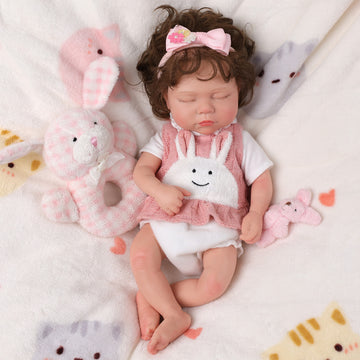 Babeside Thea 12'' Full Silicone Lifelike Reborn Baby Adorable Girl Dolls Pink Bunny Rabbit