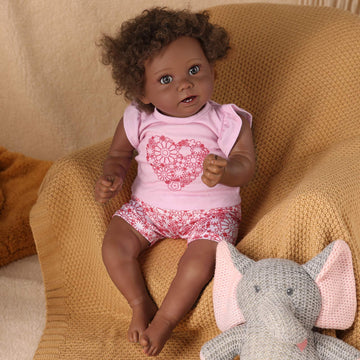 Babeside Stella 20'' Reborns Girl Love African American Toddler Baby Dolls with Heartbeat Coos and Breath