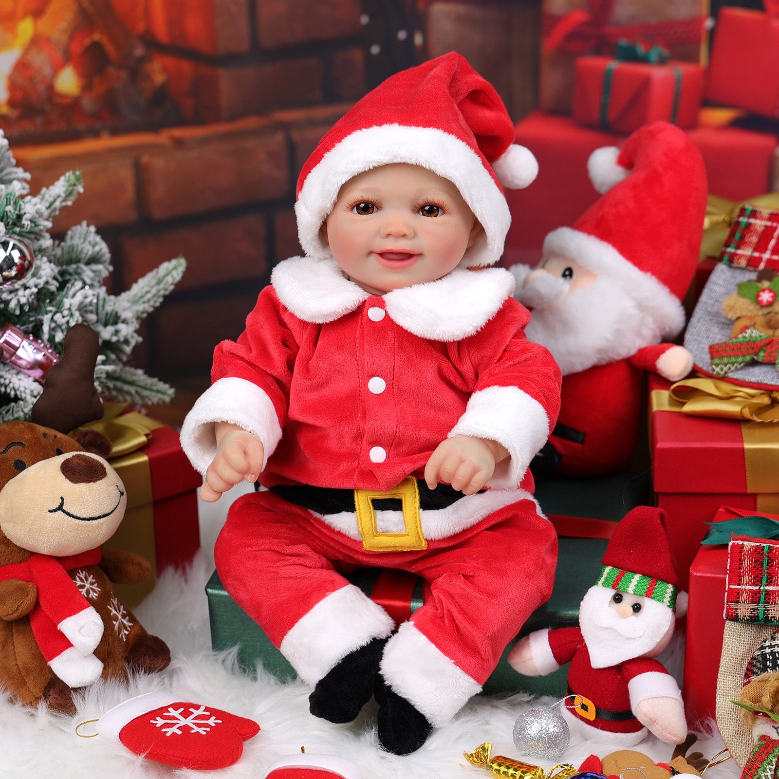 Babeside Sunny 17'' Christmas Reborn Baby Doll Brown Eyes Adorable Girl