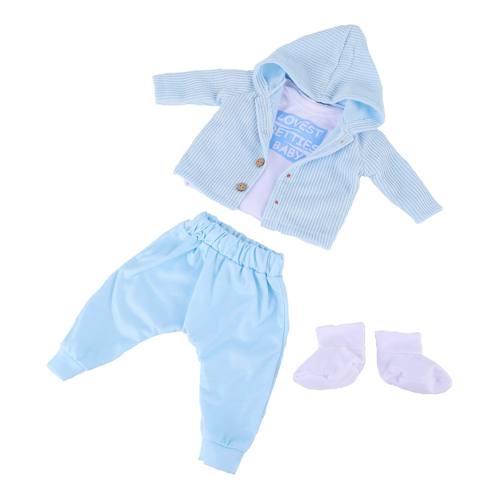 Babeside 17" - 20" Reborn Baby Dolls Light Blue Knit Suit