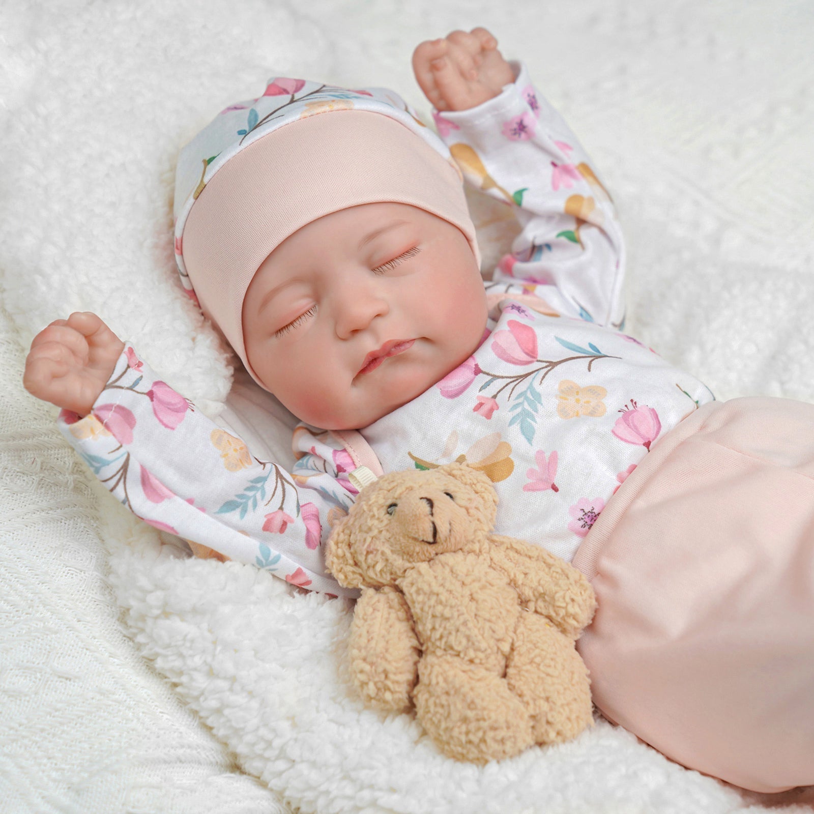 Babeside Connie 20'' Realistic Reborn Crushed Flowers Girl Doll with Heartbeat Coos and Breath