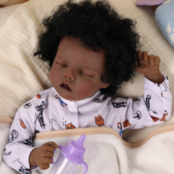 Babeside 17'' Reborns Boy Twinnie - Real Life Poseable African American Toddler Baby Dolls