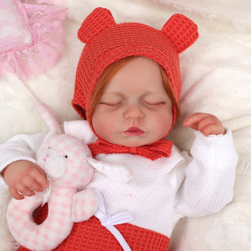 Babeside Lucy 20'' Realistic Reborn Baby Doll Sleeping Red & White Clothes Girl