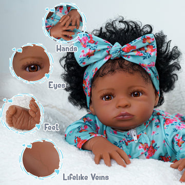 Babeside 20'' Smiling Baby African American Girl Laney with Heartbeat Coos and Breath