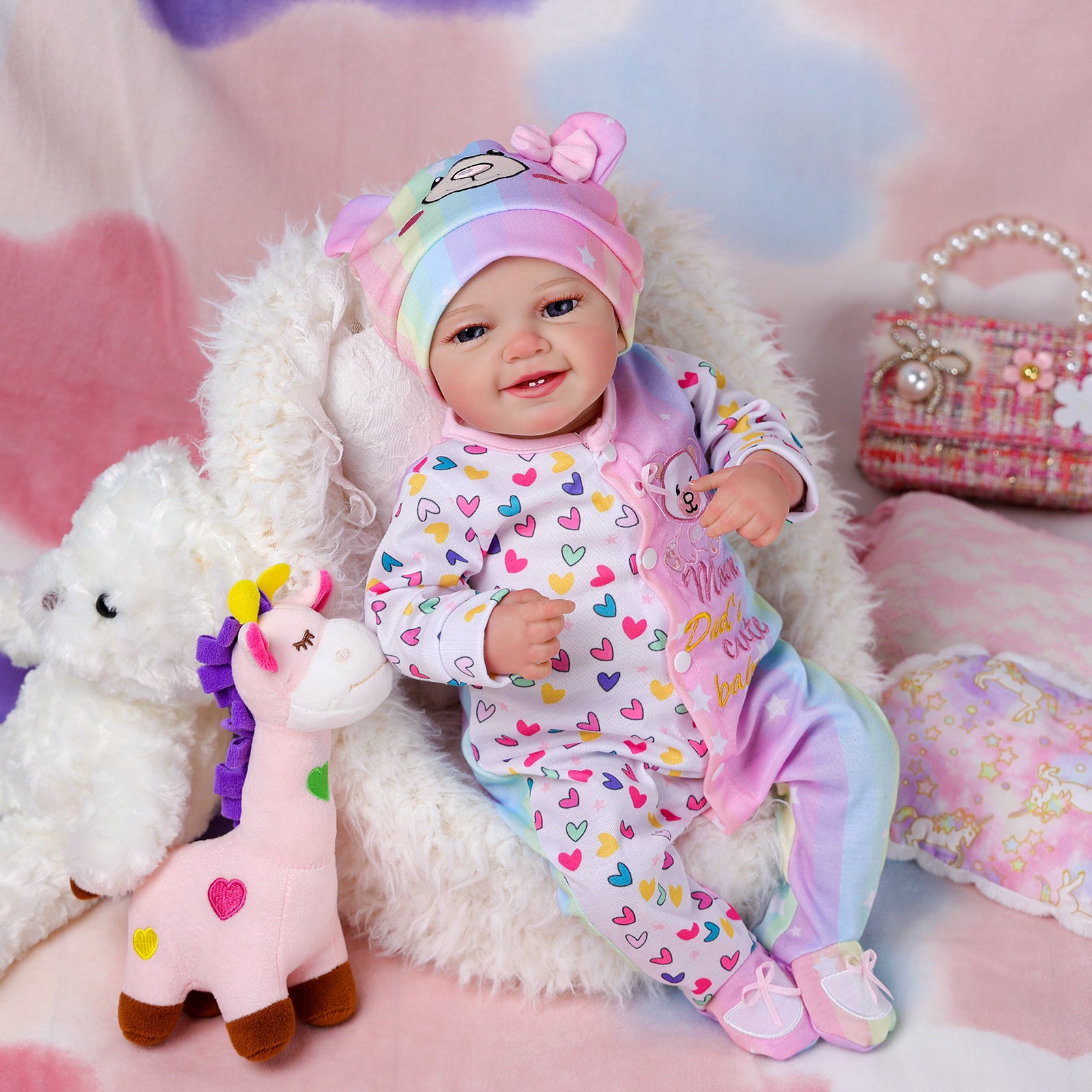 Babeside Leen 20" Reborn baby doll Purple-gray Eyes Baby Doll Infant Baby Smile Girl