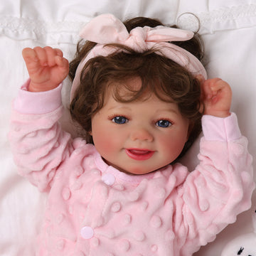 Babeside Sunny 17'' Reborn Baby Doll Girl Blue Eyes Soft And Lovely Pink