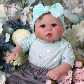 Babeside Bailyn 20'' Cutest Realistic Reborn Baby Girl Lifelike Doll with Mint Green Polka Dot Set