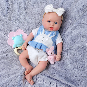 Babeside Bailyn 12'' Full Silicone Reborn Baby Girl Lovely Rabbit Blue