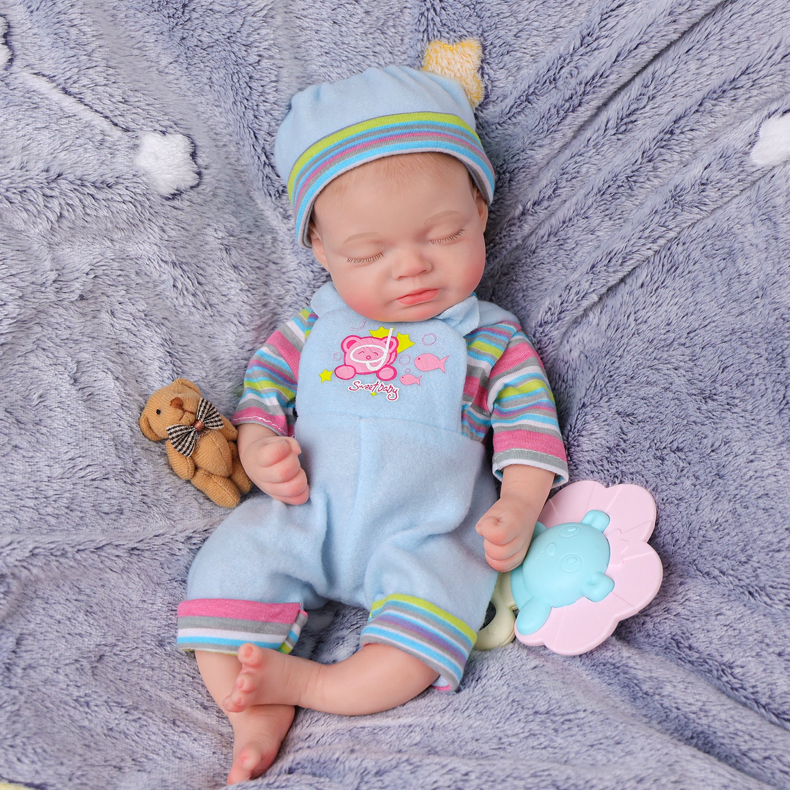 Babeside Julia 12'' Full Silicone Reborn Baby Doll Sleeping Boy Lovely Blue