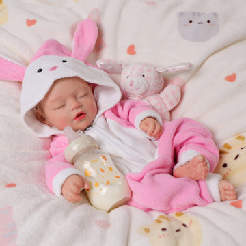 Babeside 16'' Full Silicone Reborn Baby Doll Sleeping Adorable Pink Bunny Girl Kay