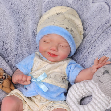 Babeside Olivia 12'' Full Silicone Reborn Baby Dolls Boy That Look Real Sleeping Smiling Blue